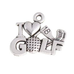 Sandals Rainxtar Vintage Alloy I Love Golf Charms the 18th Hole Golf Sport Charms 100pcs 16*20mm Aac1050