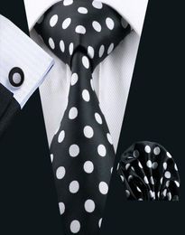Fast Black Tie White Dot Mens Tie Pocket Square Cufflinks Set 85cm Meeting Business Casual Party Necktie Jacquard Woven 3026834