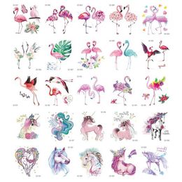 Tattoo Transfer 5pcs Flamingo Unicorn Temporary Tattoos Cartoon Horse Fake Tattoo Sticker Waterproof Tattoo Art Tattoo Hand Arm for Child Toy 240426