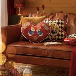 Pillow Chic Velvet Stuffed Soft For Sofa Office Rest Throw Love Present Chair Bedding Joyful Red Check Heart Deco