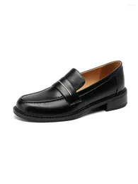 Casual Shoes Women Brown Loafers College Style Thick Sole Round Toe Maillard Black Classic Must-Have For Daily Wear