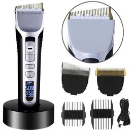 Hair Trimmer Unique shape of electric hair clipper sports blade LCD display screen USB charging for mens salon hairdressers Q240427