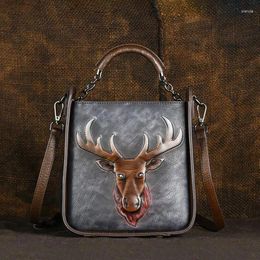 Bag YourSeason 2024 Ladies Vintage Embossing Fashion Handbags Genuine Leather Female Animal Prints Handmade Shoulder Crossbody Bags