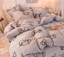 Kaws Bedding Sets 4piece Set Coral Fleece Pillow Case Quilt Bed Sheet Fashion Bedding Supplies Home3849602