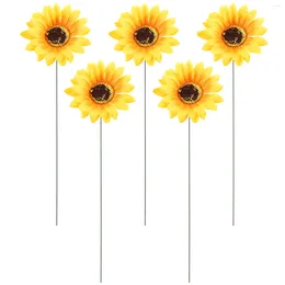 Decorative Flowers 5 Pcs Garden Decoration Stake Sunflower Outdoor Ground Ornaments Adornment Plunger Stable