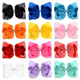 8 inch girl Solid Grosgrain Ribbon Hair Clip Handmade Bow Knot Boutique Hair Accessories for Girls Fashion Headwear