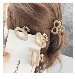 Hair Clips Barrettes Fashion Alloy Womens Clip Gold Medium Claw Head Dress