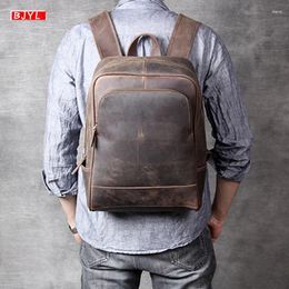 Backpack Retro First Layer Leather Men's Shoulder Bag Male Crazy Horse Original Handmade Computer Bags Travel Backpacks