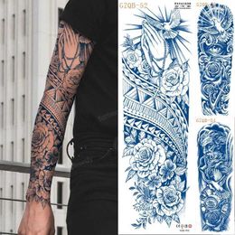 Tattoo Transfer 3Pcs/set Semi-permanent Long Lasting Temporary Tattoo Stickers Juice Full Arm Sleeve Leg Totem Tribal Dragon Men Body Tattoo Big 240426