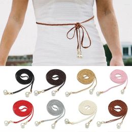 Belts Pearl Clothing Collocation Apparel Accessories Summer Waistband Self-Tie Rope Belt Waist Thin Leather