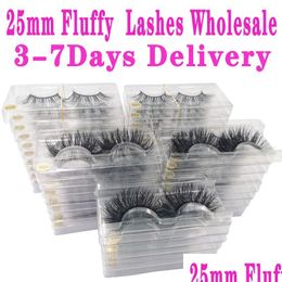 False Eyelashes Wholesale Mink 25Mm Lashes Fluffy Messy 3D Dramatic Long Natural Makeup Drop Delivery Health Beauty Eyes Dh0Th