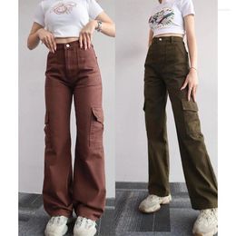 Women's Pants Women Three-Dimensional Pocket Waist Overalls Fashion Elegant Solid Hip Hop Wide Leg Joggers Baggy Sweatpants