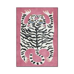 Carpets Cute cartoon imitation tiger skin crystal velvet carpet living room bedroom floor mat bathroom toilet kitchen absorbent foot rug