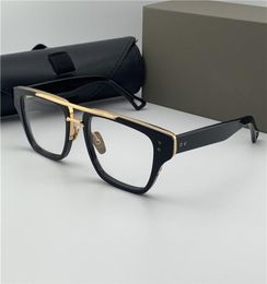 Men Black Gold Square Eyeglasses Frame Clear Lens Optical Special Frames Fashion Sunglasses Eyewear with Box5245944