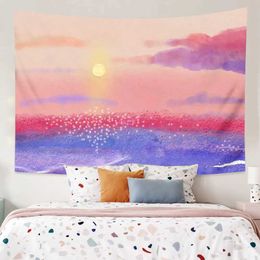 Tapestries Tapestry Custom Ins Painted Oil Landscape Background Cloth Home Bedroom Art Hanging Scene Decorative Wall Tapestries for Girls