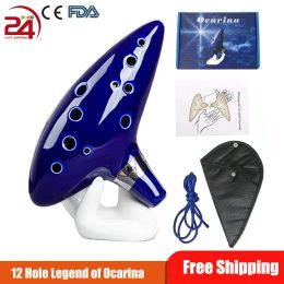 Instrument 12 Hole The Legend Ocarina of Time Blue Alto C Flute Wind Instrument Natural Sound Easy To Learn Fine NEW Gift Free Shipping