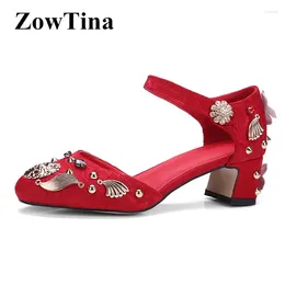 Casual Shoes Bridal Red Wedding Lolita Design Ankle Strap 3cm High Heels Metal Decor Black Formal Dress Party Pumps Woman Stilettos