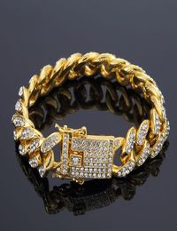 Mens Hip Hop Bling Gold Bracelets Iced Out Miami Cuban Link Chain Diamond Bracelet Jewelry3187522