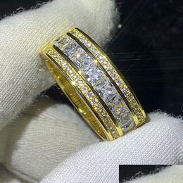 Rings Choucong Brand Unique Luxury Jewellery 925 Sterling Sier 18K Gold Fill Princess Cut White Topaz Cz Diamond Party Engagement Band Ot9Tx