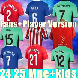 24/25 Atletico Madrids MORATA Soccer Jersey 2024 KOKE GRIEZMANN MEMPHIS CORREA Shirt S.LINO M.LLORENTE MOLINA SAUL REINILDO J.M.GIMENEZ kids kit Football