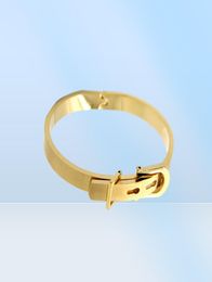 Fashion Belt Buckle Bracelet Simple Style 4 Colors Elegant Stainless Steel Bracelets Adjustable Bracelet Bangle For Women Men A5697767347