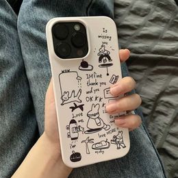 Cell Phone Cases Cute Graffiti Animal Phone Case Suitable for iPhone 11 14 15 Pro Max 12 13 Mini 7 8 Plus XR X XS Cute Cartoon Shockproof Phone Case Cover J240426