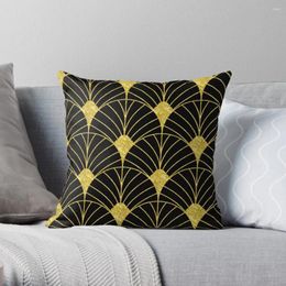 Pillow Gold And Black Artdeco Geometric Pattern Throw Decorative Cover For Living Room Set