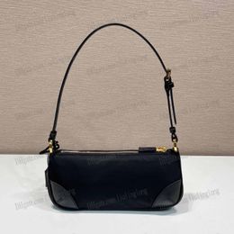 nylon re-edition 2002 re-nylon and brushed leather luxury designer bags shoulder bag women black handle bag fashion handbag hobo bags lady tote purses