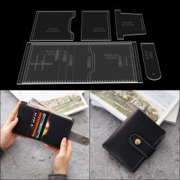 Holders YOMDID Short Wallet Leather Template DIY Handcraft Leather Making Acrylic Stencil Wallets Handmade Leathercraft Mould Durable