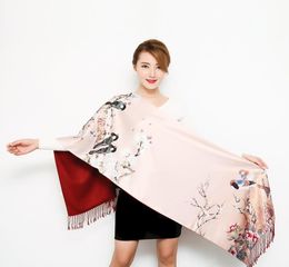 Thick Autumn winter women scarves long section doublesided scarf Chinese style silk shawl ladies wrap Cashmere pashmina muffler Y3708983