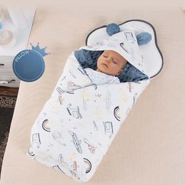 Blankets Baby Swaddling Blanket Ear Design Lion Print Bubble Cotton Born Wrap Swaddle Towel Detachable Warm Children'S