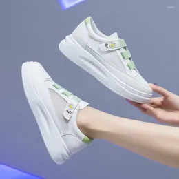 Fitness Shoes Women Chunky Platform Sneakers Designers Ulzzang Fashion Flower Flat Vulcanised Hook Loop Casual Woman White Sneaker