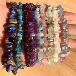 Beaded Natural crystal gemstones irregular energy stone bracelets beads aquamarine rose quartz