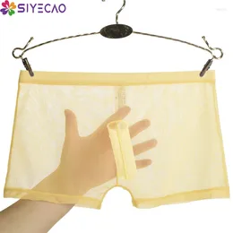 Underpants Men Underwear Boxers Elephant Nose Penis Pouch Mesh Seamless Breathable Transparent Boxershorts Male Panties Boxer