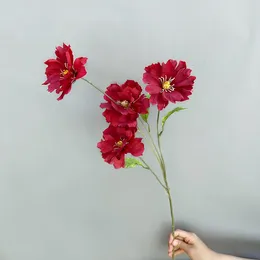 Decorative Flowers 4Heads Artificial Silk Flower Branch Long Stem Simulation Orchid Sunset Fake For Wedding Decoration Home Decor