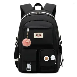 Backpack 2024 Moda Mulher Nylon à prova d'água Manuja macia Solid Multi-Pocket Zipper Feminina School Bags Laptop
