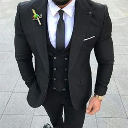 Men's Suits Black Casual Mens Suit For Wedding Groom Tuxedos 3Pieces Men Formal Business Groomsman Suits(Jacket Pant Vest)