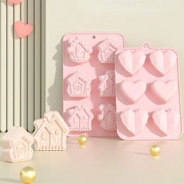 Moulds Multicavity Diamond Heart Chocolate Silicone Mold Christmas Gingerbread House Candy Biscuit Mould Love Ice Tray Baking Tool Gift