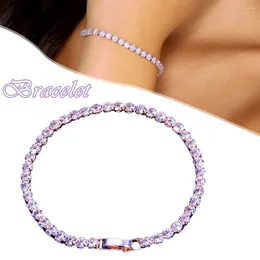 Charm Bracelets Ly Shining Round Cut Rhinestone Alloy Wrist Jewelry Hip Hop Single Layer Women's Decor Gift For Girls Ladies