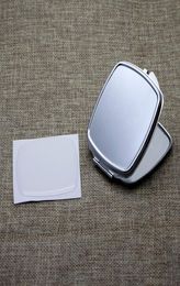 Silver Rectangle Compact Mirror Blank Magnifying Pocket Mirror with Epoxy Sticker4999404