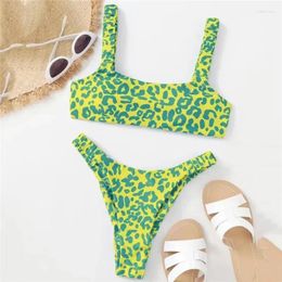 Women's Swimwear Bikini Set Sexy Leopard Print Bandeau Mujer Women Micro Thong Swimsuit Bathing Suit Biquinis Beach Swim Wear