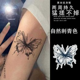 Tattoo Transfer Herbal Butterfly Sexy Temporary Tattoo Stickers Tatoo Y2K Art Fake Tattoos for Women Festival Carnival Tatto Cute Cheap Goods 240427