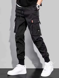 Men's Pants Overall Mens Fashion Pin INS Super Fire Loose Black Mens Casual PantsL2404