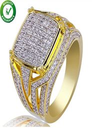 Hip Hop Jewelry Diamond Ring Mens Luxury Designer Rings Micro Pave CZ Iced Out Bling Big Square Finger Ring Gold Plated Wedding Ac4417548