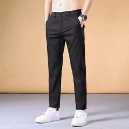 Pants 2023 Spring and Autumn Korean Edition Trendy High Waist Pocket Small Foot Slim Fit Straight Leg Simple Versatile Casual Pants