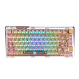 Keyboards Kiiboom Phantom 81 Crystal Gasketmounted Usbc Wired/bluetooth5.0/2.4ghz Wireless Mechanical Keyboard Southfacing Led Hotswap