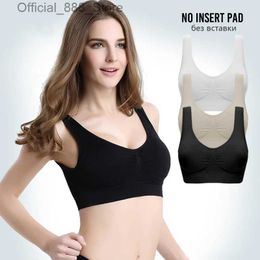 Women's Tanks Camis S-3XL Sports Yoga Bra Women Seamless Sexy Push Up Sleep Brassiere Underwear Fitness breathable Vest sports GYM Plus Size Bra d240427