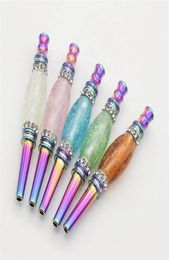 Colourful Glow In The Dark Pipes Smoking Oil Burner Pipe Portable Detachable Cigarette Holder Metal Philtre with diamonds shinny1818592