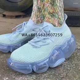 Casual Shoes 2024 Spring Heightened Thick Bottom Daddy Women's White Light Blue Strap Fashion Single Women