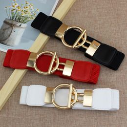 Belts Women's Elastic Wide Belt Retro Metal Buckle Decorative Waistband For Dress Shirt Leather Waist Clothing Accessories